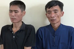 Đối tượng Phan Mạnh Hà (áo đen) và đối tượng Nguyễn Văn Minh. (Nguồn: TTXVN)