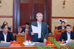 Ông Trần Quốc Vượng, Ủy viên Bộ Chính trị, Thường trực Ban Bí thư chủ trì phiên họp. (Ảnh: Phương Hoa/TTXVN)