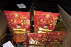 Tang vật một vụ bắt giữ pháo nổ. (Ảnh: Bùi Đức Hiếu/TTXVN) 
