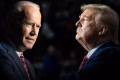 Đương kim Tổng thống Mỹ Donald Trump (phải) và cựu Phó Tổng thống Joe Biden. (Nguồn: Getty Images) 