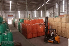 Chuẩn bị nguồn hàng gạo xuất khẩu tại nhà máy của Tập đoàn Lộc Trời (tỉnh An Giang). (Ảnh: Vũ Sinh/TTXVN)