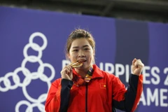 Vận động viên Hoàng Thị Duyên đóng góp 3/10 huy chương vàng cho đội tại World Cup Cử tạ thế giới 2020. (Ảnh: Trần Xuân Giáp/TTXVN)