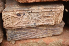 Hoa văn trên gạch của mộ gạch cổ xã Gia Thủy, Huyện Nho Quan, tỉnh Ninh Bình. (Ảnh: Hải Yến/TTXVN)