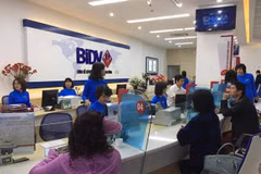 Giao dịch tại BIDV. (Ảnh: PV/Vietnam+)