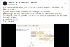 Một bài viết mời booking cho dự án Lumi Hanoi trên mạng xã hội. (Nguồn: Vietnam+)