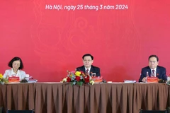 Chủ tịch Quốc hội Vương Đình Huệ tham dự hội nghị. (Ảnh: Phạm Kiên/TTXVN)