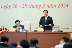 Phó Chủ tịch Quốc hội Nguyễn Khắc Định điều hành phiên thảo luận. (Ảnh: Phương Hoa/TTXVN)