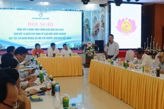 Ông Nguyễn Đức Lợi, Phó Chủ tịch Thường trực Hội Nhà báo Việt Nam phát biểu tại hội nghị. (Ảnh: Nguyễn Văn Nhật/TTXVN)