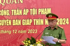 Lễ cao điểm ra quân tấn công trấn áp tội phạm tại Bình Dương. (Ảnh: Huyền Trang/TTXVN)