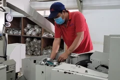 Hoạt động sản xuất tại Công ty TNHH Mei Sheng Textiles Việt Nam, Cụm Công Nghiệp Ngãi Giao, huyện Châu Đức, tỉnh Bà Rịa-Vũng Tàu. (Ảnh: Hoàng Nhị/TTXVN)
