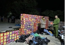 Đối tượng Vi Thị Huệ và tang vật bị lực lượng Công an Lạng Sơn phát hiện, thu giữ. (Ảnh: TTXVN phát)