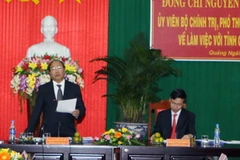 Phó Thủ tướng Nguyễn Xuân Phúc tại buổi làm việc. (Ảnh: Thanh Long/TTXVN)