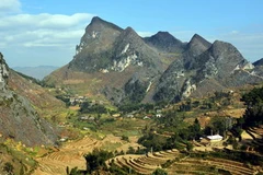 Những "bức tường" núi đá trên cao nguyên Đồng Văn (Ảnh: Thanh Hà/TTXVN)