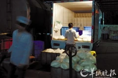 Gạo mốc, hỏng được chuyển tới các cơ sở sản xuất mỳ gạo ở Đông Quan, Trung Quốc. (Ảnh: Internet)