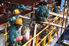 Thi công Nhà máy nhiệt điện Vũng Áng. (Ảnh: TTXVN)