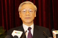 Tổng Bí thư, Chủ tịch Quốc hội Nguyễn Phú Trọng phát biểu bế mạc hội nghị. (Ảnh: Trí Dũng/TTXVN) 