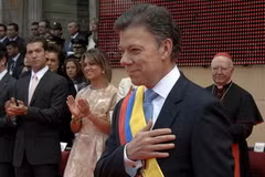 Tổng thống Colombia Juan Manuel Santos tại lễ nhậm chức ngày 7/8. (Nguồn: Reuters)