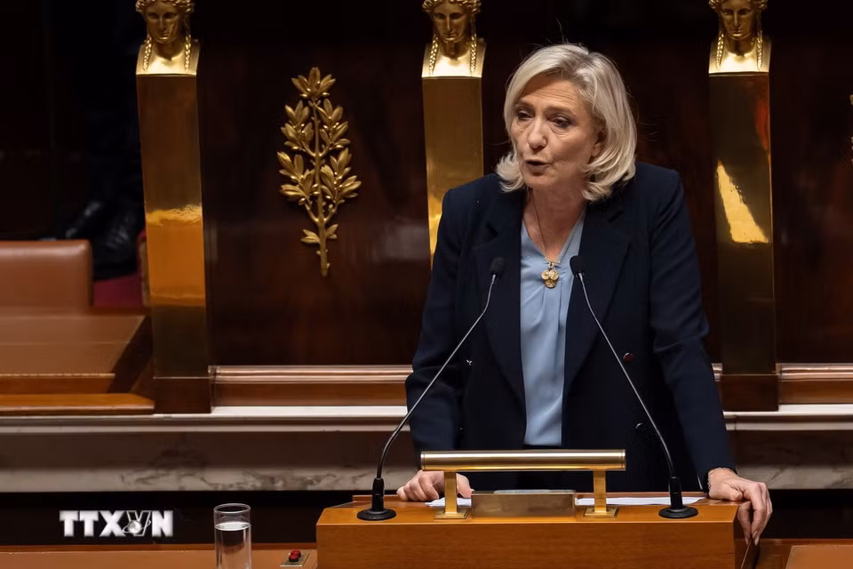 Tối 7/7/2026, lãnh đạo đảng cực hữu Pháp Marine Le Pen tuyên bố sẽ ra tranh cử trong cuộc bầu cử tổng thống Pháp năm 2027. (Ảnh: THX/TTXVN phát)