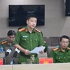 Thượng tá Vũ Thanh Tùng, Phó Cục trưởng Cục Cảnh sát điều tra tội phạm về tham nhũng, kinh tế, buôn lậu, Bộ Công an phát biểu tại Họp báo. (Ảnh: Bộ Công an)