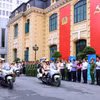 Các lực lượng tham gia lễ phát động đã diễu hành hưởng ứng Tháng hành động phòng, chống ma túy năm 2026. (Ảnh: PV/Vietnam+)