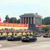 Khối xe Tăng thiết giáp diễu binh trên Quảng trường Ba Đình. (Ảnh: Phạm Kiên/TTXVN)