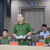  Đại tá Nguyễn Đức Long, Phó Giám đốc Công an thành phố Hà Nội phát biểu tại buổi họp báo. (Ảnh: Bộ Công an)