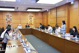 Đoàn đại biểu Quốc hội các tỉnh Lâm Đồng và Nghệ An thảo luận ở tổ. (Ảnh: Doãn Tấn/TTXVN)