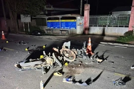 Hiện trường vụ tai nạn giữa 2 xe máy khiến 4 người tử vong. (Nguồn: VOV)