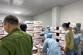 Lực lượng chức năng khám xét kho hàng của Công ty Z Holding (Ảnh: Công an cung cấp).