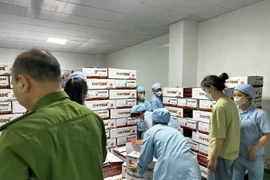 Lực lượng chức năng khám xét kho hàng của Công ty Z Holding (Ảnh: Công an cung cấp).