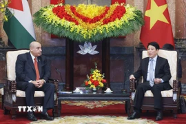 Chủ tịch nước Lương Cường hội kiến Chủ tịch Hạ viện Vương quốc Hashemite Jordan Mazen Turki El Qadi đang thăm chính thức Việt Nam. (Ảnh: Lâm Khánh/TTXVN)