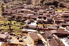 Một góc không gian văn hóa làng du lịch tốt nhất thế giới - Lô Lô Chải (Lũng Cú, Tuyên Quang). (Ảnh: Đức Thọ/TTXVN)