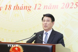 Chủ tịch nước Lương Cường phát biểu chỉ đạo. (Ảnh: Lâm Khánh/TTXVN)