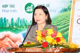 Phó Giám đốc Sở Nông nghiệp và Môi trường thành phố Đồng Nai Lê Thị Ánh Tuyết phát biểu tại hội nghị. (Ảnh: Nhật Bình/TTXVN)