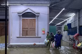 Thời điểm này, bà con vừa thu hoạch lúa Xuân nên mưa lụt đã gây thiệt hại khá lớn. (Ảnh: TTXVN)