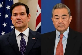 Bộ trưởng Ngoại giao Trung Quốc Vương Nghị và người đồng cấp Mỹ Marco Rubio. (Nguồn: AP)