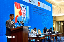 Đại sứ Việt Nam tại Ai Cập Nguyễn Nam Dương phát biểu tại phiên khai mạc hội nghị. (Ảnh: Hoàng Nhương/TTXVN)
