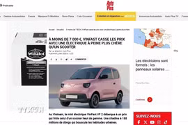 Bài đăng ngày 9/7/2026 trên tạp chí ôtô Auto Plus - một trong những ấn phẩm chuyên ngành ôtô có lượng phát hành lớn tại Pháp, với những đánh giá tích cực về mẫu xe điện mini VF 2 của VinFast. (Ảnh: TTXVN phát)