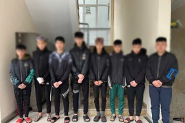 8 đối tượng trong vụ việc. (Ảnh: Công an Hà Nội)