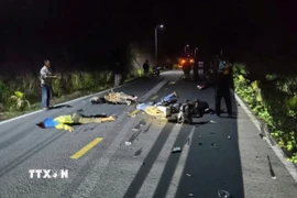 Hiện trường vụ tai nạn. (Ảnh: TTXVN phát)