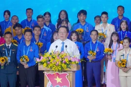 Trưởng Ban Tuyên giáo và Dân vận Trung ương Nguyễn Trọng Nghĩa phát biểu tại buổi lễ. (Ảnh: Thu Hương/TTXVN)