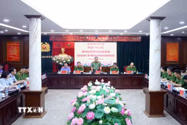 Hội nghị thông tin báo chí về một số vụ án, vụ việc điển hình về lĩnh vực kinh tế, môi trường xảy ra trên địa bàn Thủ đô. (Ảnh: Phạm Kiên/TTXVN)