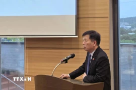 Đại sứ Việt Nam tại Hàn Quốc Vũ Hồ phát biểu tại buổi lễ. (Ảnh: Đức Thắng/TTXVN)