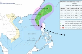 Hồi 13 giờ ngày 10/11, vị trí tâm bão ở vào khoảng 17,5 độ Vĩ Bắc; 118,8 độ Kinh Đông, trên vùng biển phía Đông khu vực Bắc Biển Đông. (Nguồn: Trung tâm khí tượng thủy văn)