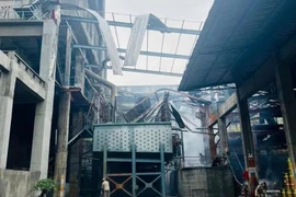 Hiện trường vụ nổ ở Khu công nghiệp Tằng Loỏng. (Ảnh: TTXVN phát)