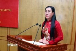 Phó Trưởng ban Tổ chức Trung ương Bùi Thị Quỳnh Vân phát biểu. (Ảnh: Phạm Kiên/TTXVN)