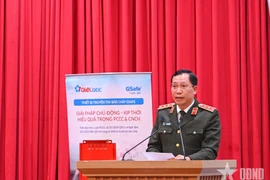 Thượng tướng Lê Văn Tuyến, Thứ trưởng Bộ Công an phát biểu tại lễ ra mắt Trung tâm.(Nguồn: QĐND)