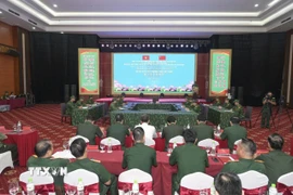 Quang cảnh cuộc Diễn tập liên hợp phòng, chống hoạt động xuất, nhập cảnh trái phép. (Ảnh: TTXVN phát)