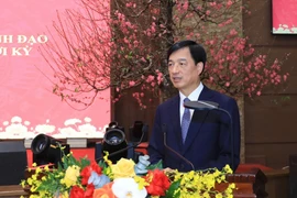 Bí thư Thành ủy Hà Nội Nguyễn Duy Ngọc phát biểu tại buổi gặp mặt.