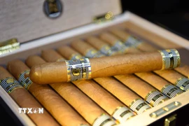 Điếu cigar Cohiba Behike 56 “sang chảnh” có giá hơn 500 USD. (Ảnh: Việt Hùng/TTXVN)